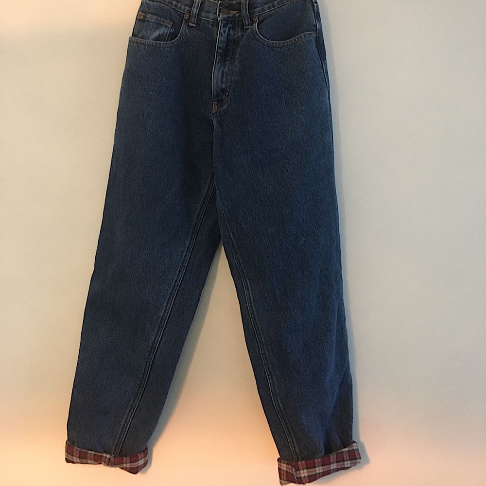 Size 2 Petite flannel lined high waisted jeans